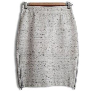 WILFRED / Aritzia Exposed Zip Slit Ponte Pencil Fitted Mini Skirt Marled Grey 6